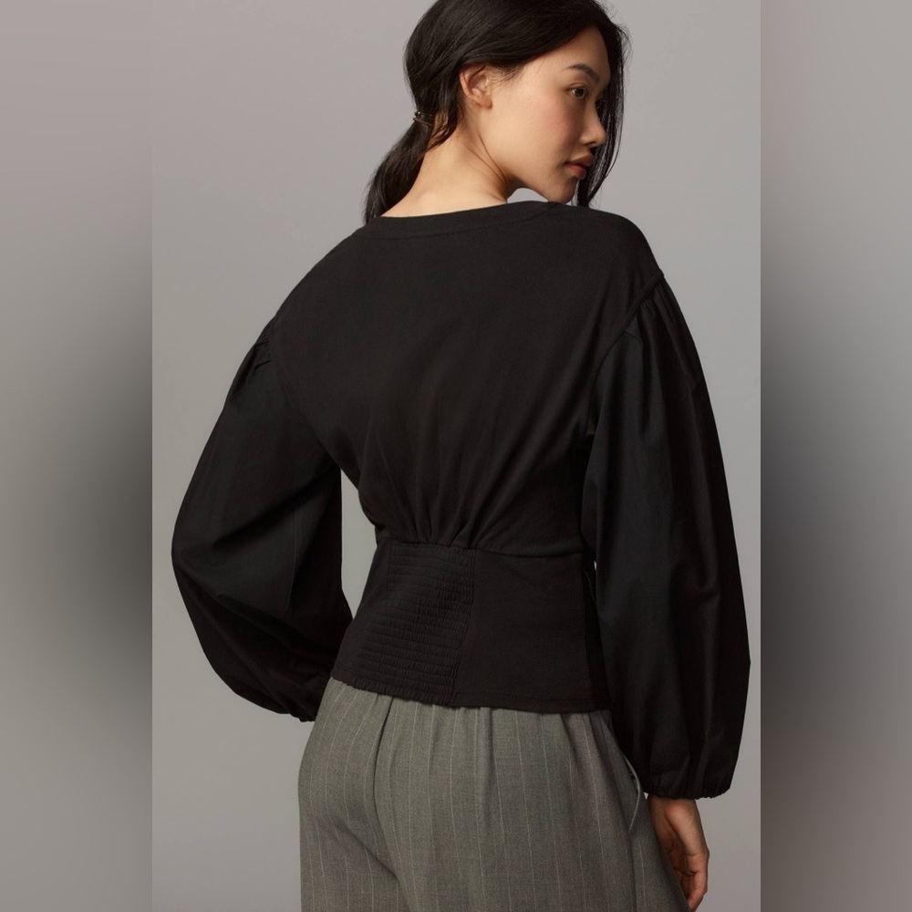 Anthropologie Balloon Sleeve Corset Top Black Women’s Size XS - Picture 3 of 12